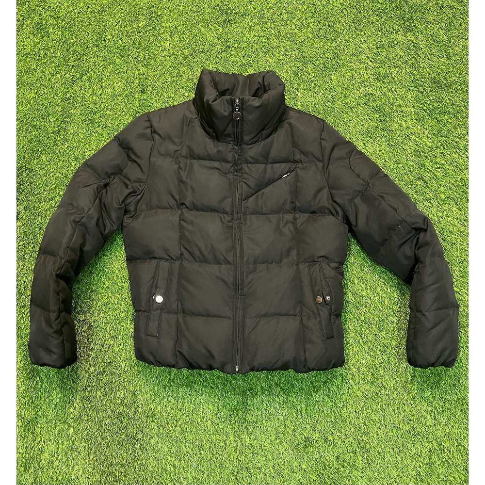 Womens Black Rivet Puffer Jacket
